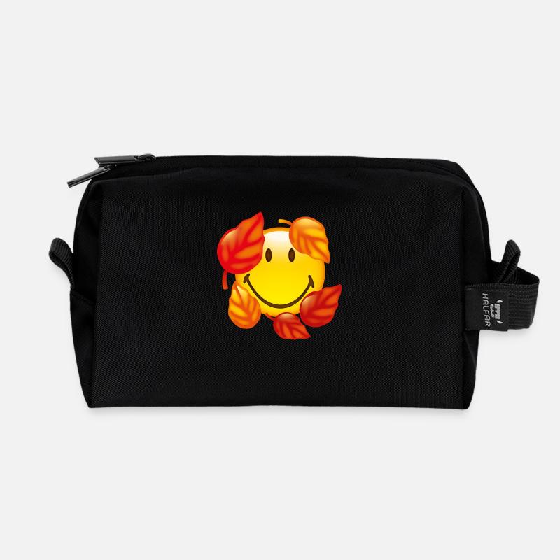 Smiley Autumn - Recycelte Kulturtasche - Schwarz