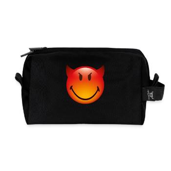 Smiley Glossy Devil - Recycled Toiletry Zip Bag - black - Front