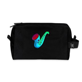 buntes Saxofon / Saxofon - Recycelte Kulturtasche - Schwarz - Vorne