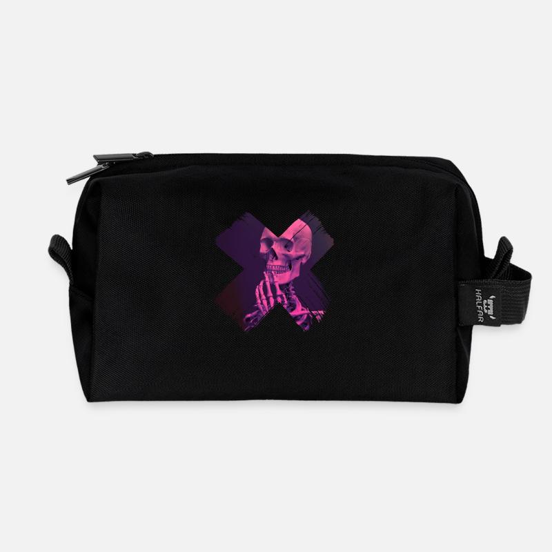 Skull - Recycelte Kulturtasche - Schwarz