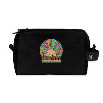 Retro Sunshine Rainbow Sommerurlaub Reisegeschenk - Recycelte Kulturtasche - Schwarz - Vorne
