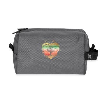 cousinade arbre coeur a personnaliser - Trousse de toilette en tissu recyclé - anthracite - Devant
