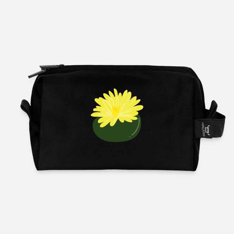 Fleur de Lithops1 - Trousse de toilette en tissu recyclé - noir