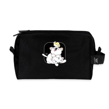 Dog Korean - Japanese Style 12 - Recycled Toiletry Zip Bag - black - Front