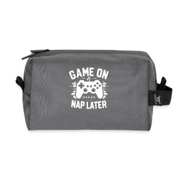 Game On Nap Later - Recycled Toiletry Zip Bag - anthracite - Front