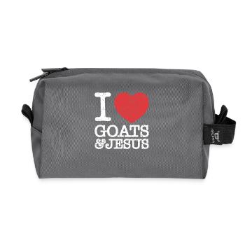 I Love Goats & Jesus Vintage Christian Lover Gift - Recycled Toiletry Zip Bag - anthracite - Front