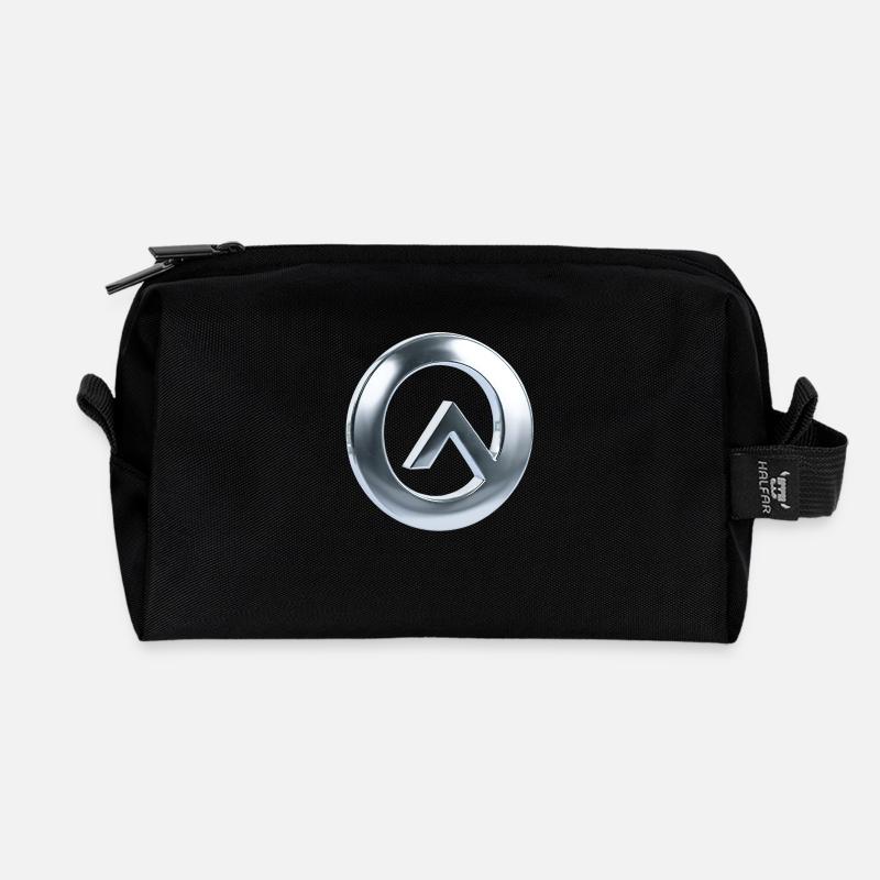 Metallic chrome A Look, Simple Elegance - Recycled Toiletry Zip Bag - black