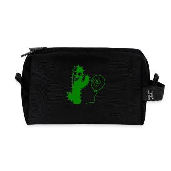 Cactus balloon handshake greeting spikes - Recycled Toiletry Zip Bag - black - Front
