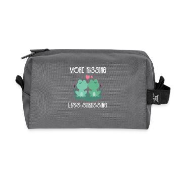 More kissing less stressing fun kissing frogs - Recycled Toiletry Zip Bag - anthracite - Front