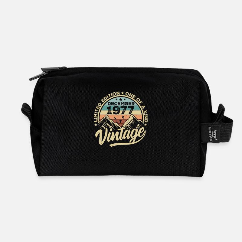 Original Dezember 1977 - 48. Geburtstag Geschenk - Recycelte Kulturtasche - Schwarz