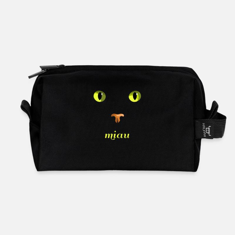 miau Katze - Recycelte Kulturtasche - Schwarz