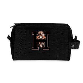 Buchstabe h Tiger - Geschenkidee - Recycelte Kulturtasche - Schwarz - Vorne