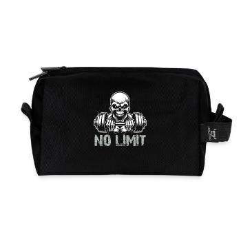 No Limit Hard Workout Skull with Dumbbell - Recycled Toiletry Zip Bag - black - Front