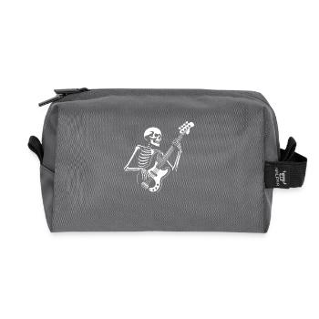 Squelette avec guitare basse. Conception de basses cool - Trousse de toilette en tissu recyclé - anthracite - Devant