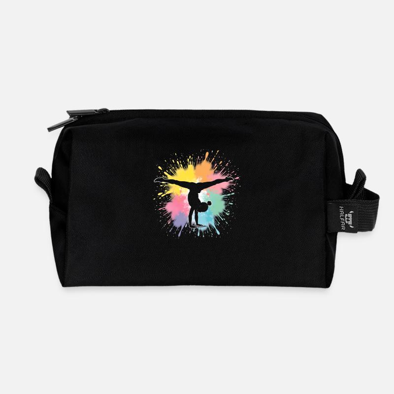 Gymnastik Herzschlag - Turnerin - Recycelte Kulturtasche - Schwarz