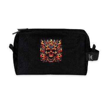 Skull mit Flammen brennender Skull - Recycelte Kulturtasche - Schwarz - Vorne