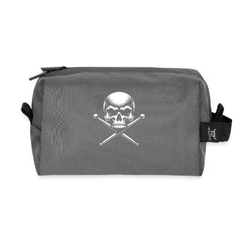 skull and crossed drumsticks - Recycled Toiletry Zip Bag - anthracite - Front