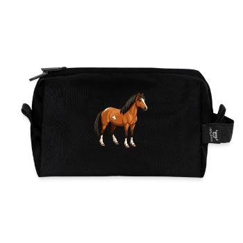 New Forest Pony reel - Recycled Toiletry Zip Bag - black - Front