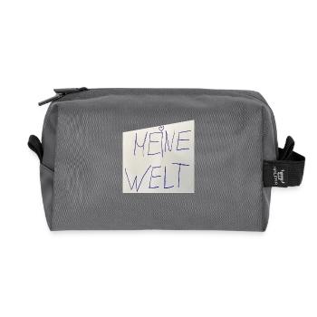 Meine Welt // Wie sie mir gefällt! - Recycelte Kulturtasche - Anthrazit - Vorne