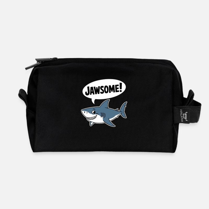 Kiefernah! - Lustiger Hai - Recycelte Kulturtasche - Schwarz
