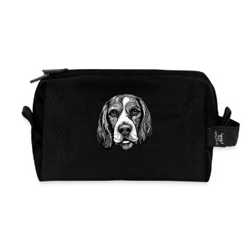 Beagle Hund Portrait - Recycelte Kulturtasche - Schwarz - Vorne
