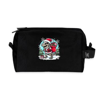Nikolaus Skelett Dinosaurier Weihnachten Santa - Recycelte Kulturtasche - Schwarz - Vorne