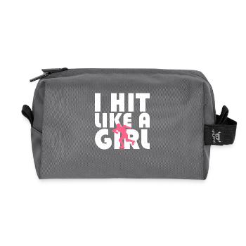 I Hit Like A Girl Roller Derby Skating - Recycelte Kulturtasche - Anthrazit - Vorne