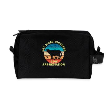 Iss mehr Hühnchen Retro-Kuh-Tag, Bauernhof, Kuhlie - Recycelte Kulturtasche - Schwarz - Vorne