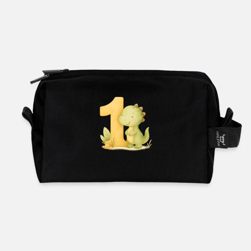 dino birthday / Geburtstag - Recycelte Kulturtasche - Schwarz