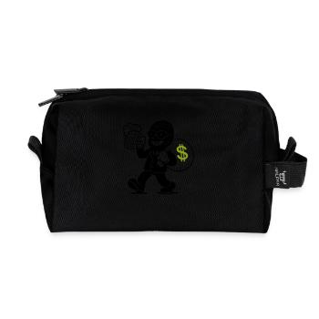 Bank robbers gangsters money - Recycled Toiletry Zip Bag - black - Front