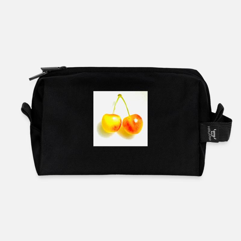 Kirsche - Recycelte Kulturtasche - Schwarz