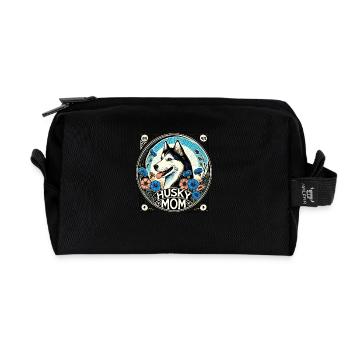 Husky Mom Vintage Style Dog Lover Design - Trousse de toilette en tissu recyclé - noir - Devant