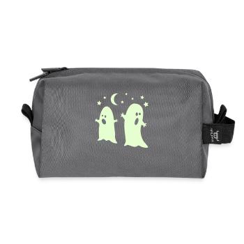 glow in the dark ghosts - Recycled Toiletry Zip Bag - anthracite - Front
