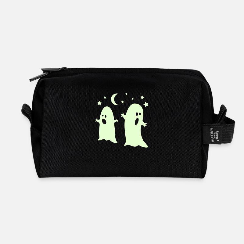 glow in the dark ghosts - Recycelte Kulturtasche - Schwarz