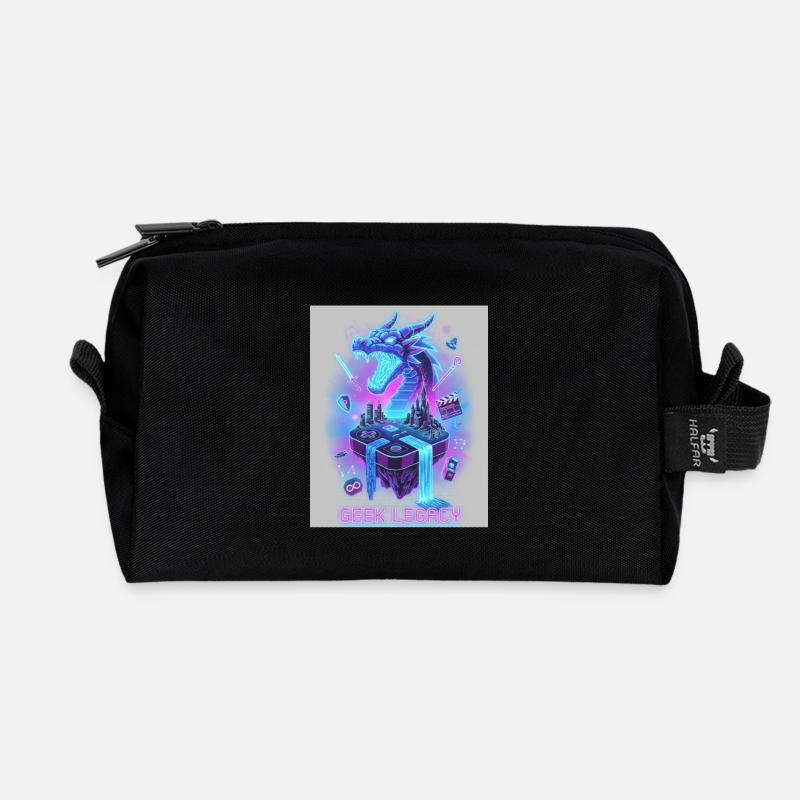 Neon Dragon auf Retro Konsole - Recycelte Kulturtasche - Schwarz