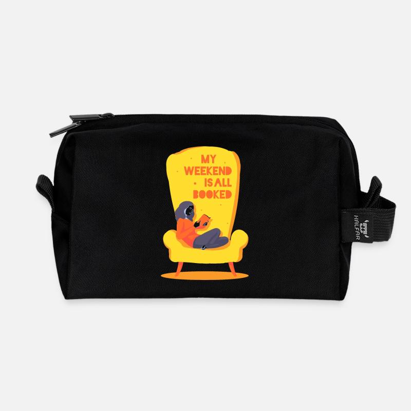 My weekend is all booked - Recycelte Kulturtasche - Schwarz