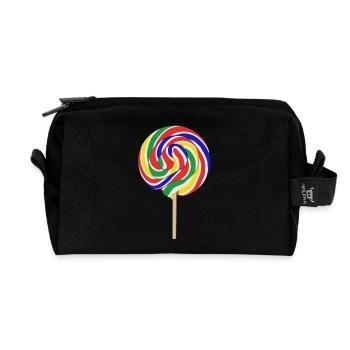 Bunter Lolli mit Stiel - Recycelte Kulturtasche - Schwarz - Vorne