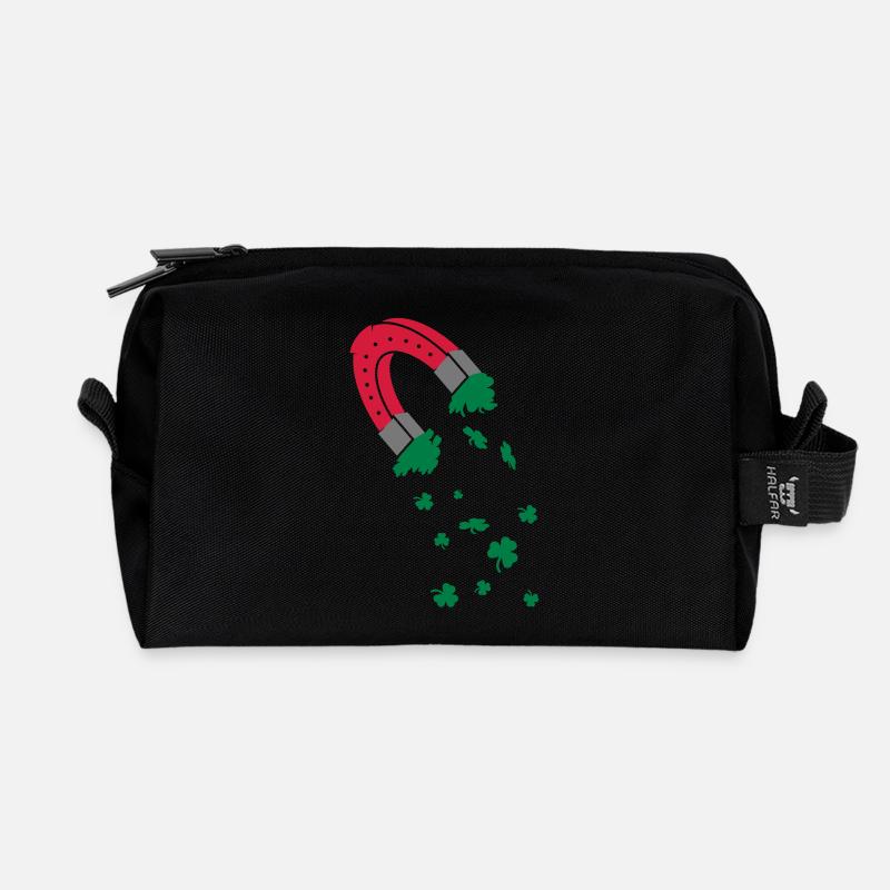 Hufeisenmagnet mit Kleeblätter - Recycelte Kulturtasche - Schwarz