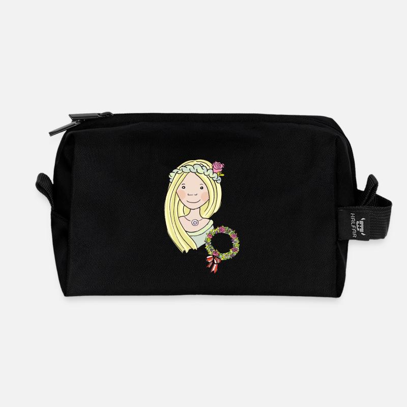 Mittelalter, Blumenmädchen, blond, Rose - Recycelte Kulturtasche - Schwarz
