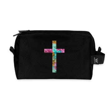 Cross Jesus God Religion Church Pope Vatican - Recycled Toiletry Zip Bag - black - Front