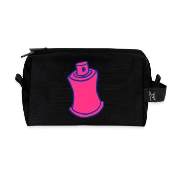 spray paint retro vintage paint hiphop graf tag - Recycled Toiletry Zip Bag - black - Front