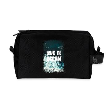 SAVE THE OCEAN - Recycelte Kulturtasche - Schwarz - Vorne