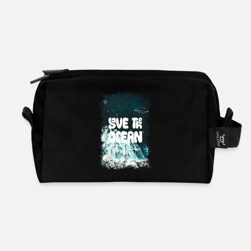 SAVE THE OCEAN - Recycelte Kulturtasche - Schwarz