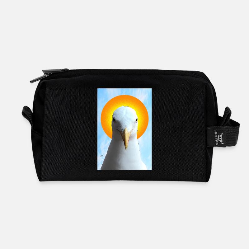 Sonne Halo Möwe Porträt - Recycelte Kulturtasche - Schwarz