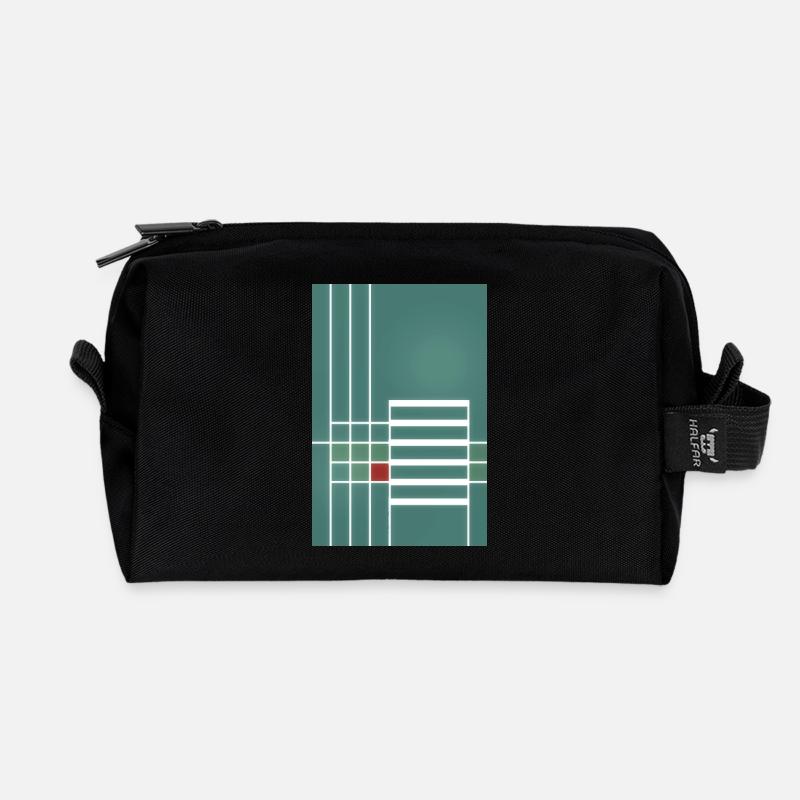 grafisches Linienmuster im Bauhausstil - Recycelte Kulturtasche - Schwarz