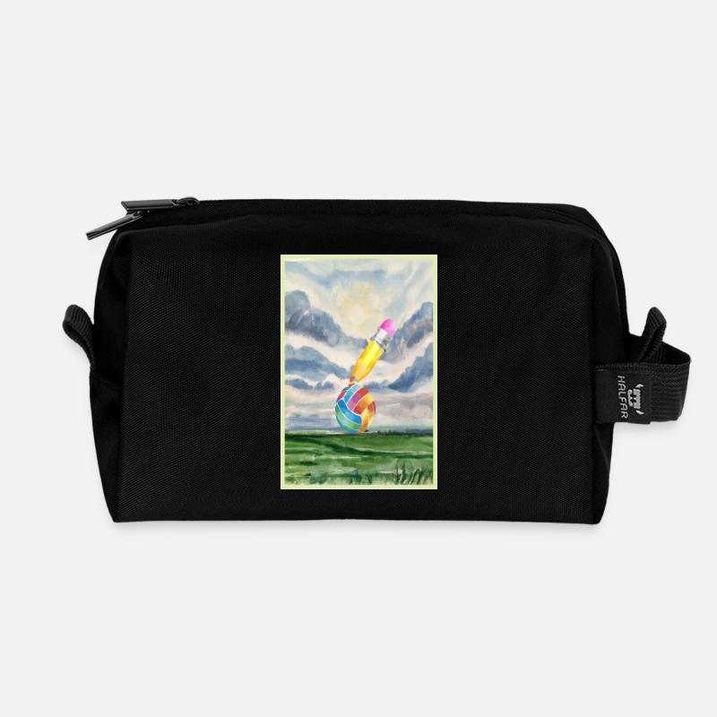 Aquarell Landschaft mit Ball - Recycelte Kulturtasche - Schwarz