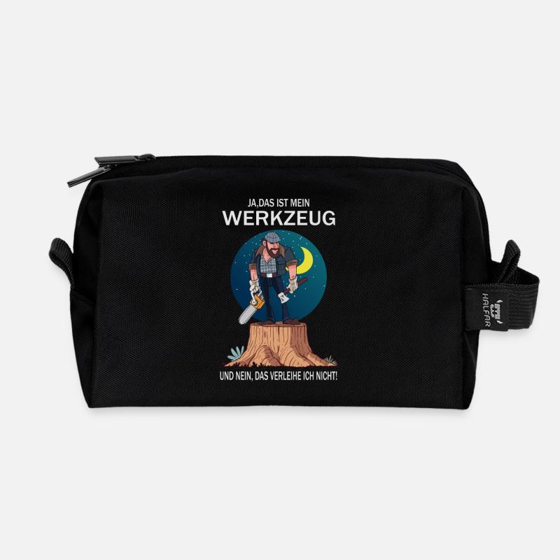 Holzfäller und sein Werkzeug - Recycelte Kulturtasche - Schwarz