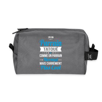 J'ai un parrain tatoué plus cool - Trousse de toilette en tissu recyclé - anthracite - Devant