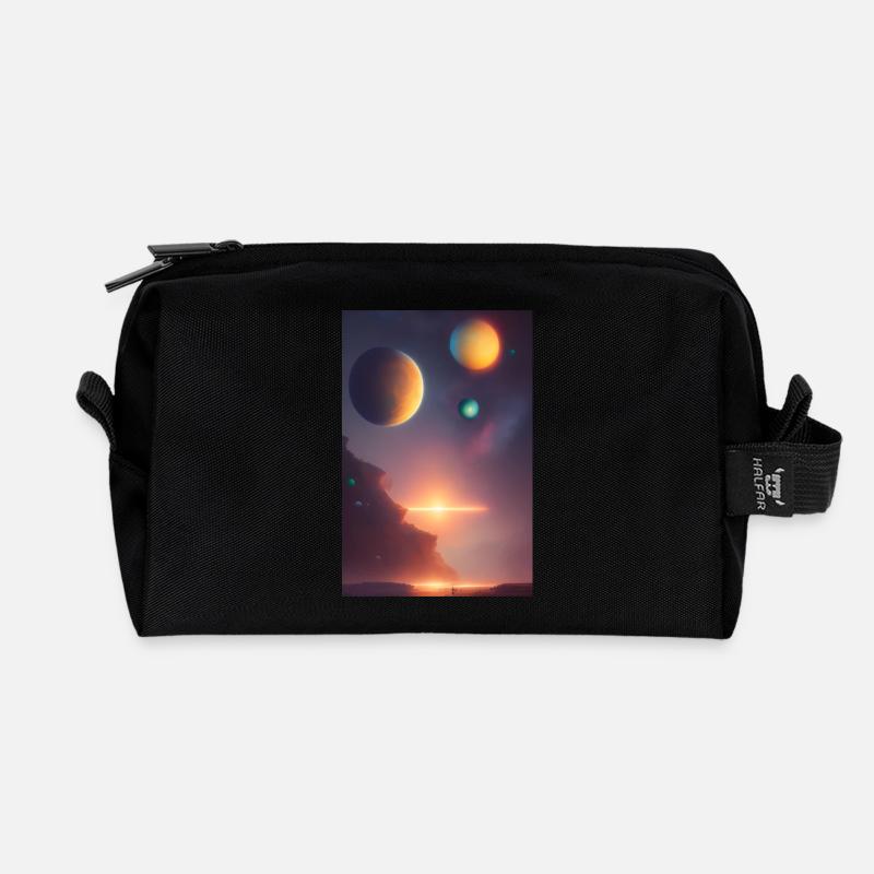 Weltall, Planeten - Recycelte Kulturtasche - Schwarz