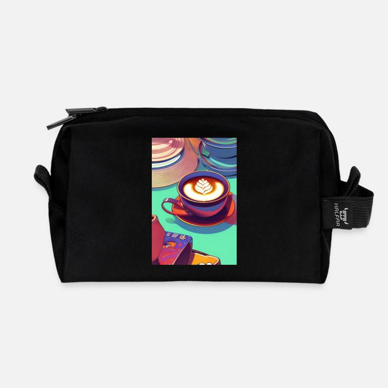 Kaffee, Kaffeebohnen - Recycelte Kulturtasche - Schwarz